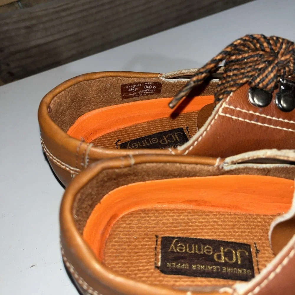 Old Stock JCPenney Leather Vintage Kids Shoes Toddler‎ Brown Oxfords 3.5 D